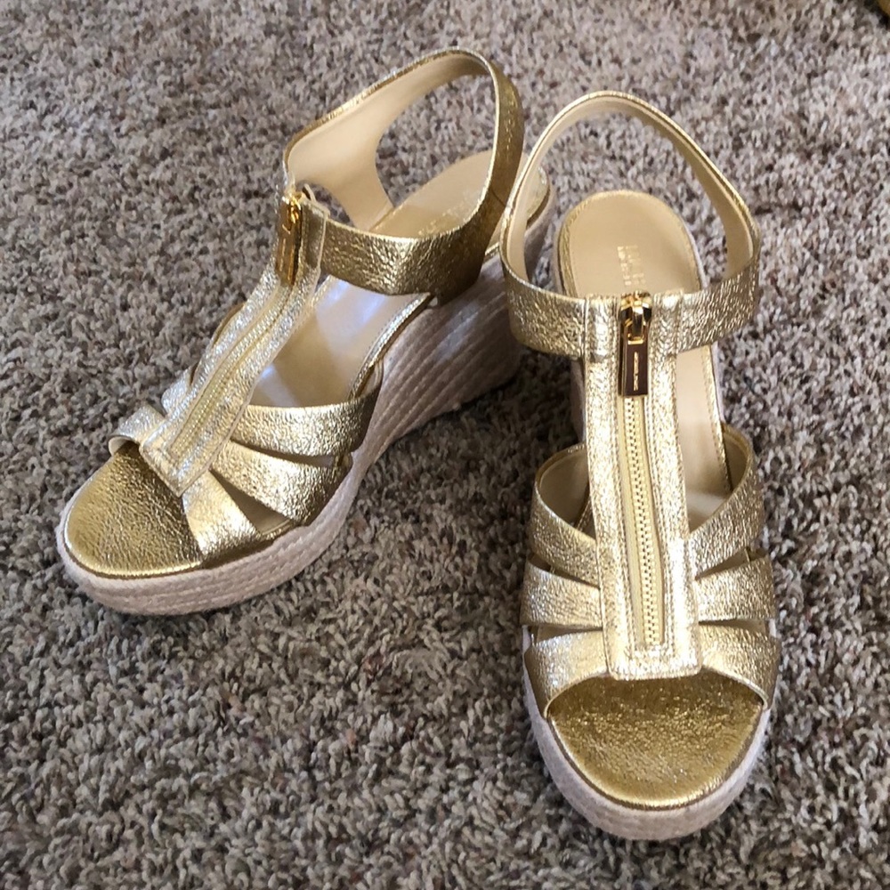 Michael Kors Berkley Metallic Wedge Sandals